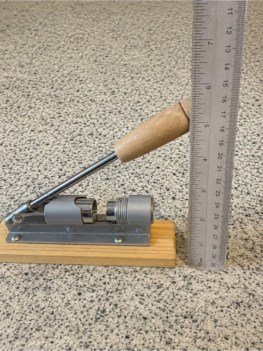Vintage Lever-Action Tool on Wood Base - Possibly  Nutcracker / Nut Cracking
